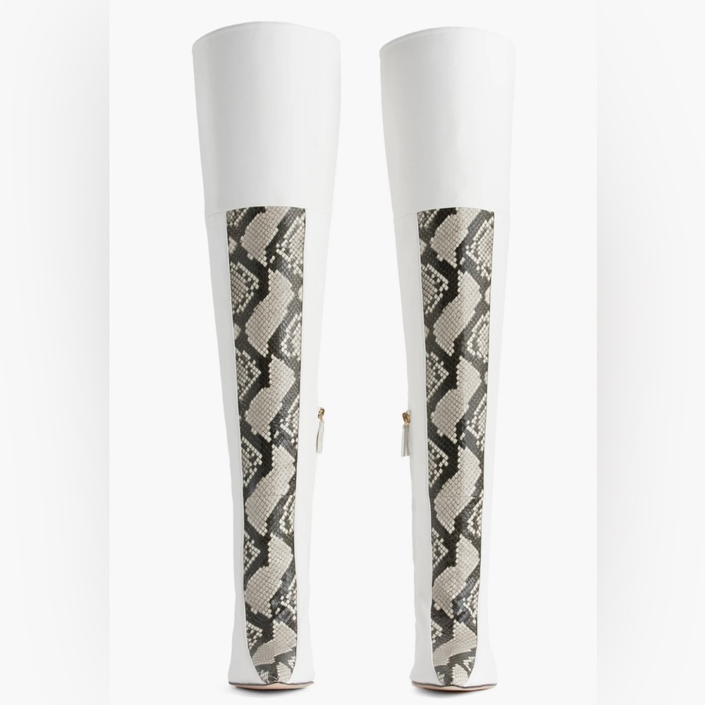 🔥The Koko Good American Over The Knee Snake Embossed Boots New White Sold Out - Picture 4 of 9